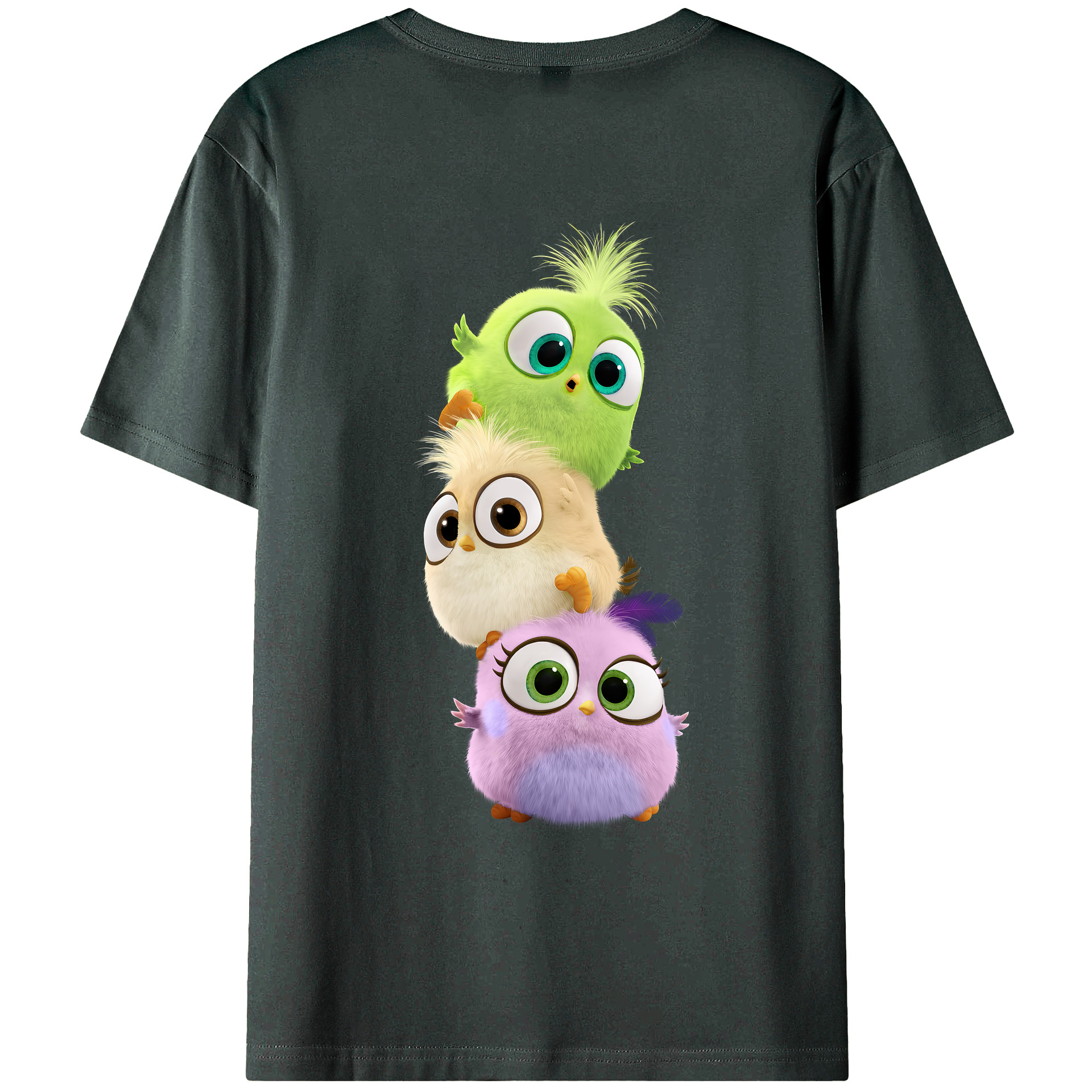 （画像用） Angry Birds アングリーバード 綿100％ メンズ半袖Tシャツ（バックプリント） 通気性